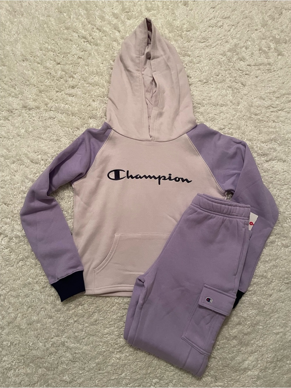 Girls Champion Matching Sweatsuit outfit in Lavender size L (14) NWT